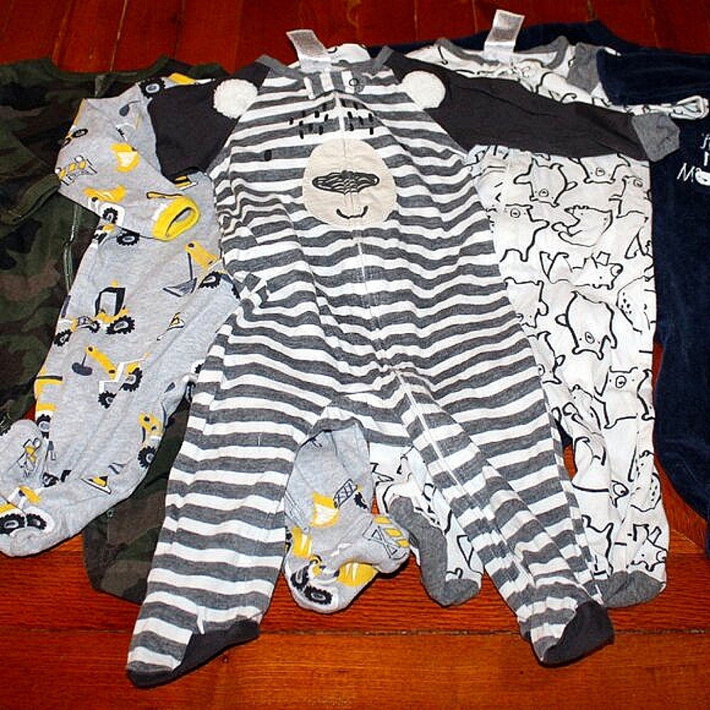 Baby Boy Sleep & Play Bundle - 3-6 Months - 5 Piece Lot - Footed Pajamas